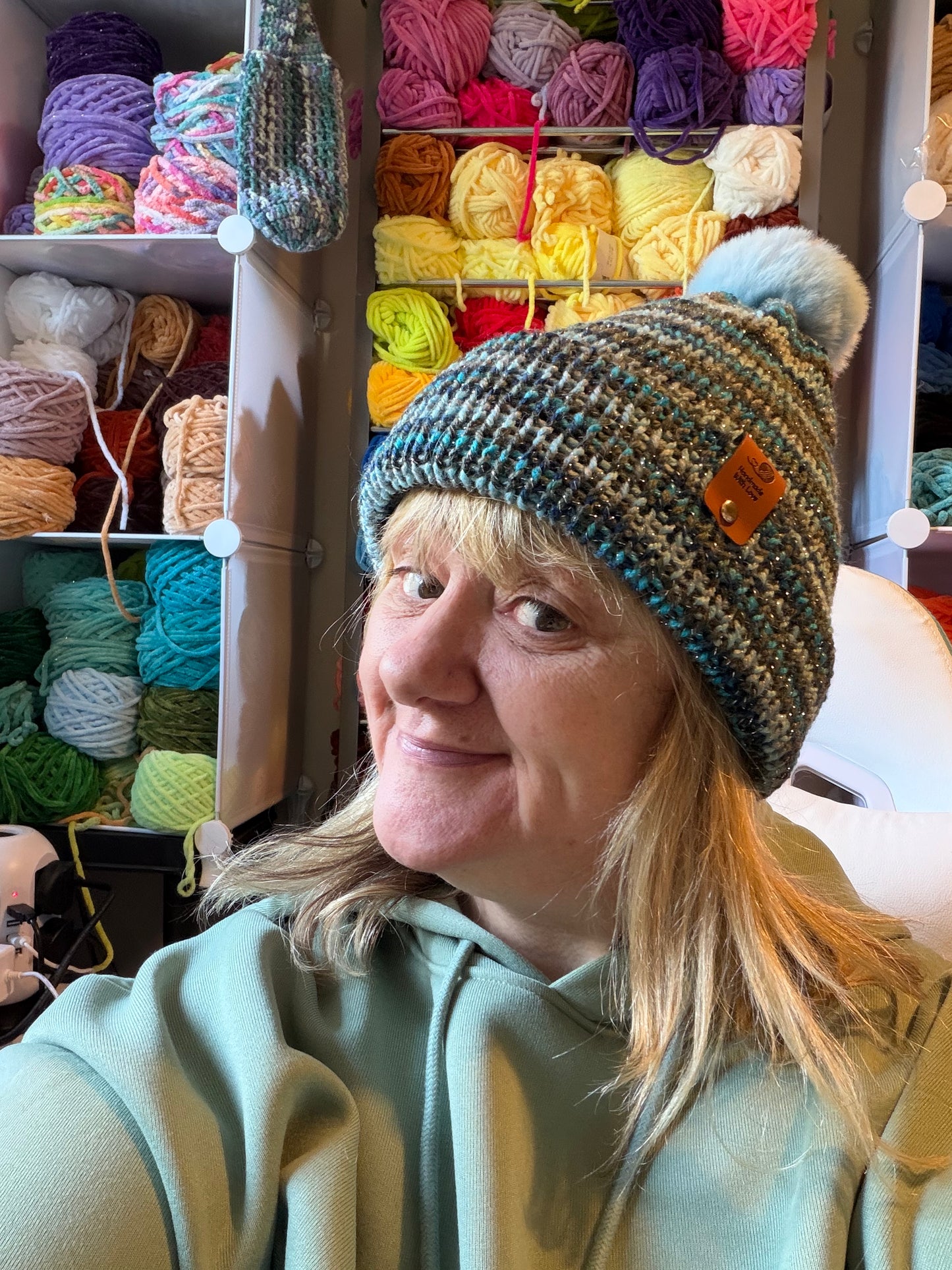 Sparkle blue knitted beanie 6 sizes