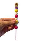 3mm hook - pink yellow sunflower