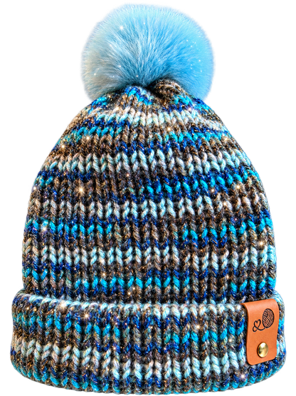 Sparkle blue knitted beanie 6 sizes