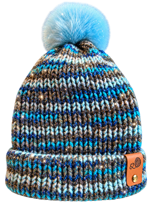 Sparkle blue knitted beanie 6 sizes